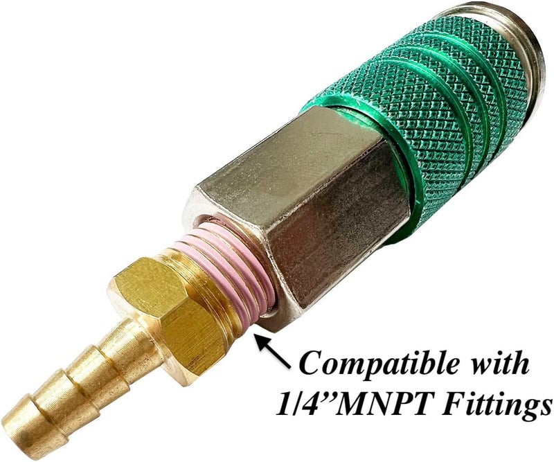 SANFU 1/4-Inch Steel Female Industrial Coupler, Auto-Locked Design, Air Hose Fittings 1/4-Inch Female Threads Quick Connector Air Coupler with Storage Case, 10-Pack(Green) - Image 5